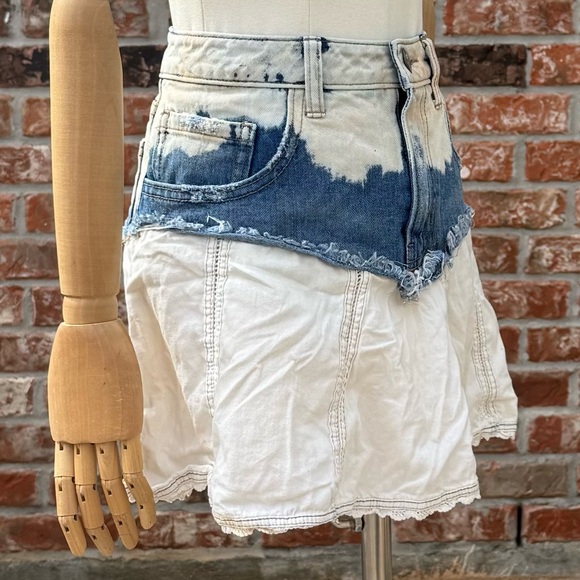 Free People vintage Y2K denim & lace mini skirt / 28 / Excellent condition - Picture 5 of 13